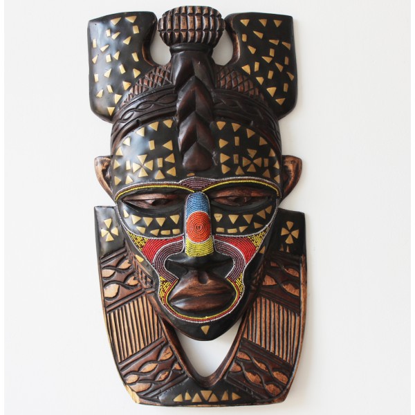 Beaded Face Wooden African Masks – Kazeem The Tomb Raider